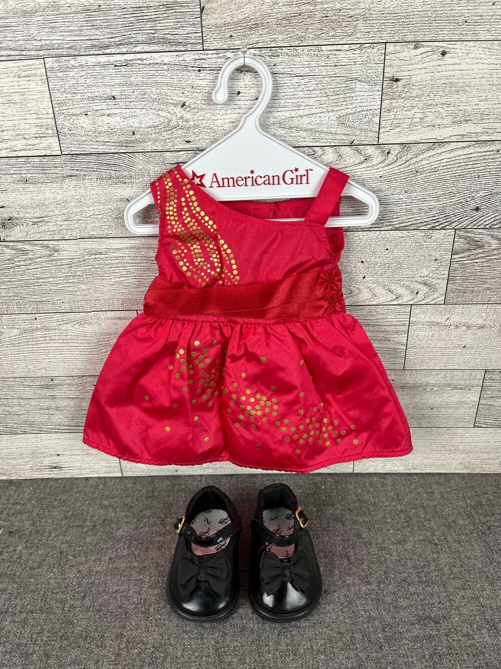 AMERICAN GIRL Saige Red Sparkle Dress with Shoes 2013
